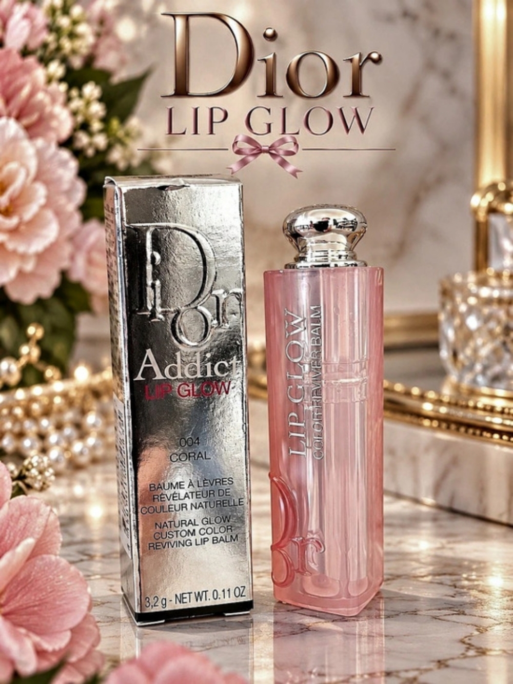 Dior Addict Lip Glow 004 Coral Lipstick NWT in Pink NIB